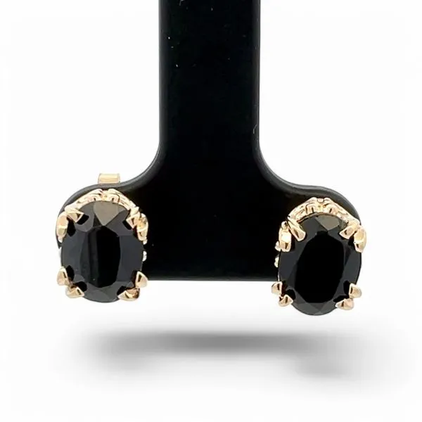 14k Yellow Gold Faceted Black Onyx Earrings with Butterfly Backs
