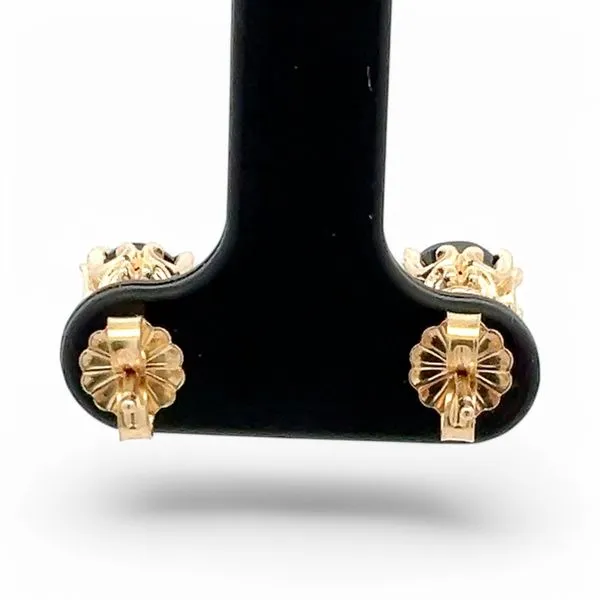 14k Yellow Gold Faceted Black Onyx Earrings with Butterfly Backs