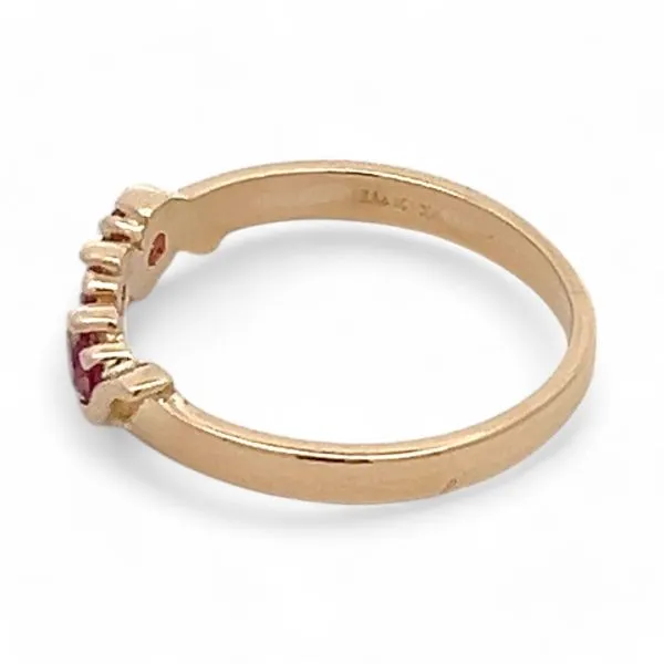 14k Yellow Gold Round Pink Stone Ring Size 8.5