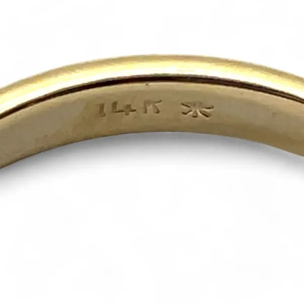 14k Yellow Gold Round Pink Stone Ring Size 8.5