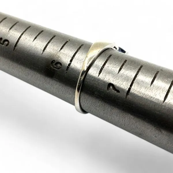 14k White Gold Purplish Blue Iolite and Diamond Ring Size 6.25