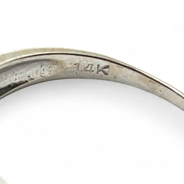 14k White Gold Purplish Blue Iolite and Diamond Ring Size 6.25