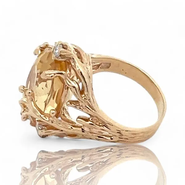 14k Yellow Gold Yellow Gemstone and 1/5ctw Diamond VS2 Ring Size 6