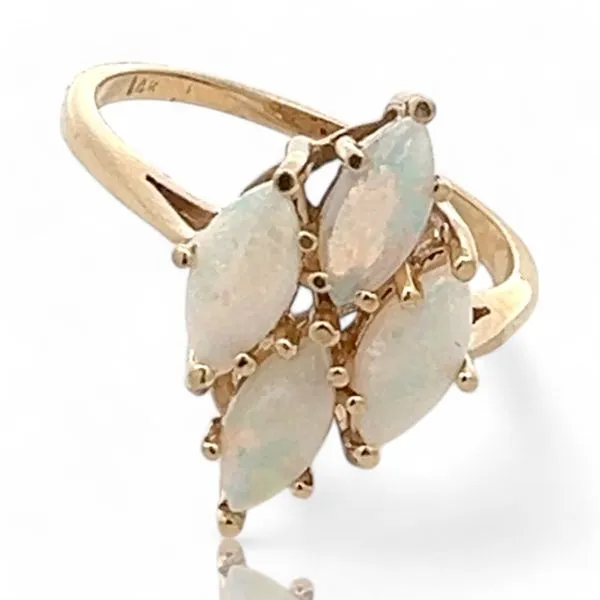 14k Yellow Gold Marquise-Shaped Opal Ring Size 8.5