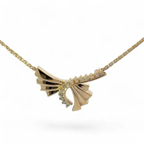 14k Yellow Gold 1/3ctw Brilliant Cut Diamond Wheat Chain Necklace