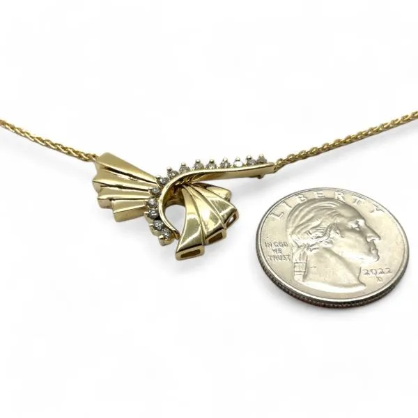 14k Yellow Gold 1/3ctw Brilliant Cut Diamond Wheat Chain Necklace