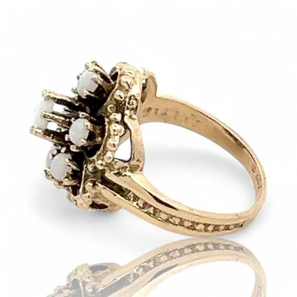 14k Yellow Gold Round Opal Fashion Ring Size 5