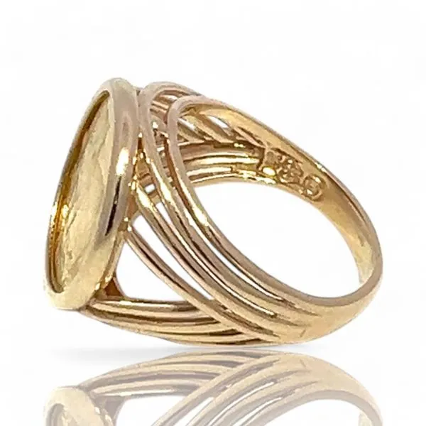 14k Yellow Gold 1989 Queen Elizabeth 1/25oz Cat Coin Ring Size 4.5