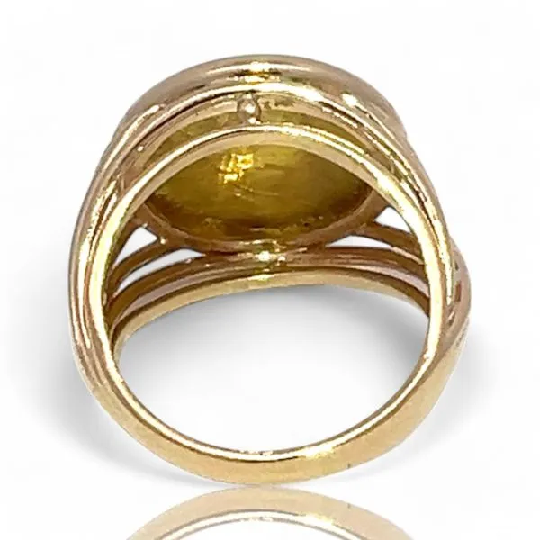 14k Yellow Gold 1989 Queen Elizabeth 1/25oz Cat Coin Ring Size 4.5