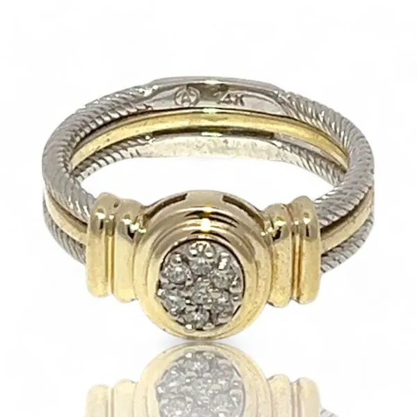 14k Yellow and White Gold 1/10ctw Brilliant Cut Diamond VS2 G-H Ring