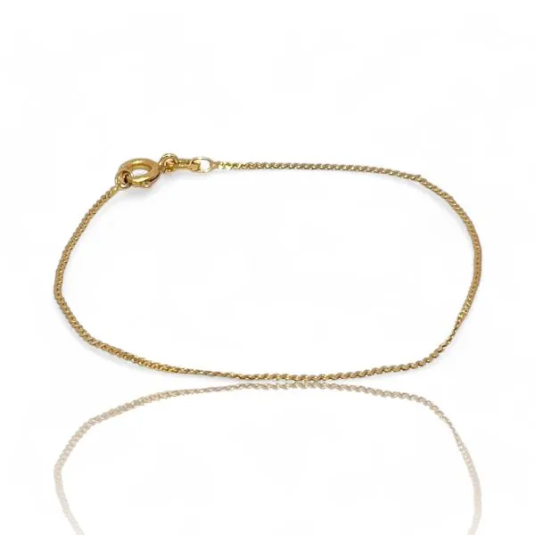 14k Yellow Gold 1mm Wide Serpentine Link Bracelet with Spring Ring