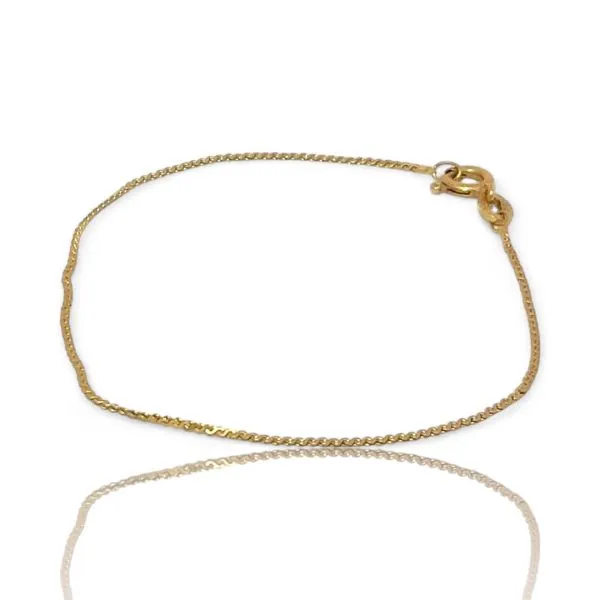 14k Yellow Gold 1mm Wide Serpentine Link Bracelet with Spring Ring