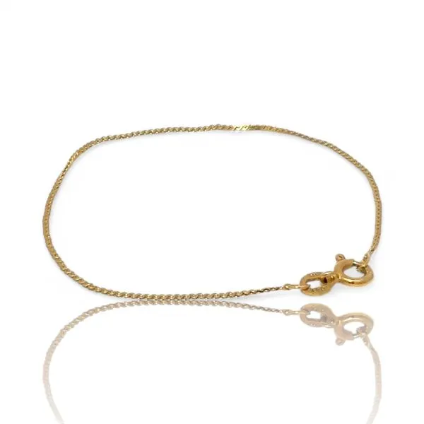 14k Yellow Gold 1mm Wide Serpentine Link Bracelet with Spring Ring