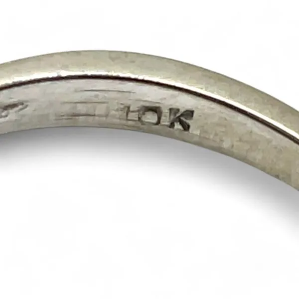 10k White Gold Lab Created Oval Bluish-Green Spinel Ring Size 7.5