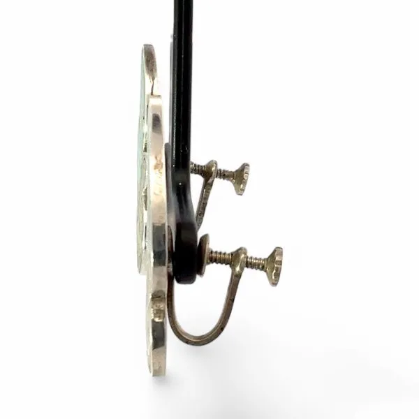 Sterling Silver Inlaid Turquoise Leaf-Inspired Clip-On Earrings