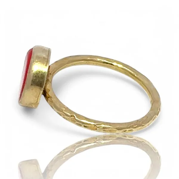 Stackable Sterling Silver Gold-Tone Orange Stone Ring Size 11