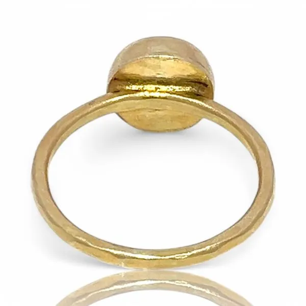 Stackable Sterling Silver Gold-Tone Green Stripe Stone Ring Size 11