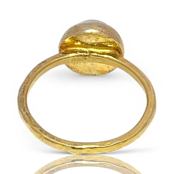 Stackable Sterling Silver Gold-Tone Sky Blue Stone Ring Size 11