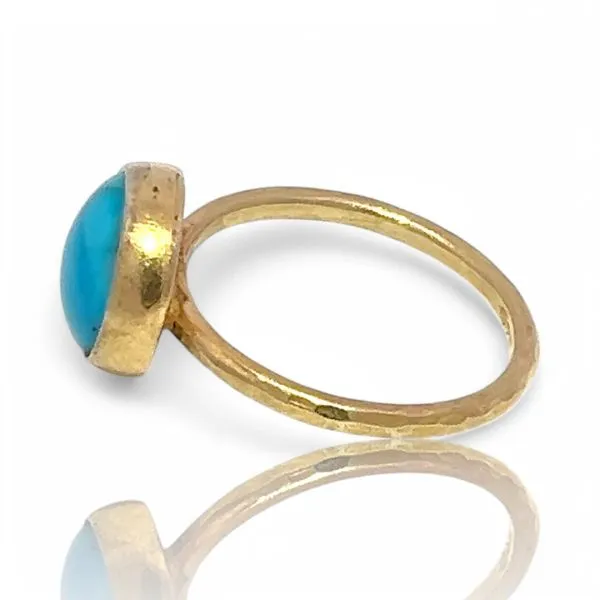 Stackable Sterling Silver Gold-Tone Blue Stone Ring Size 11