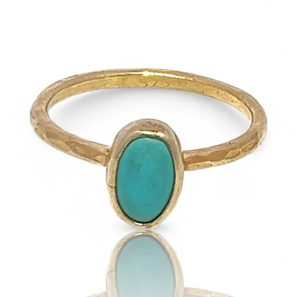 Stackable Sterling Silver Gold-Tone Oval Blue Stone Ring Size 11.5