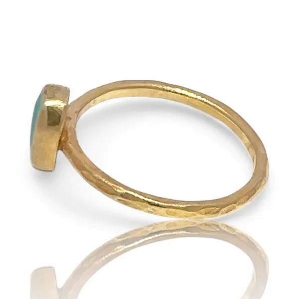 Stackable Sterling Silver Gold-Tone Oval Blue Stone Ring Size 11.5