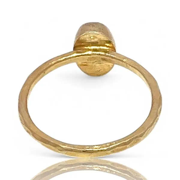 Stackable Sterling Silver Gold-Tone Oval Blue Stone Ring Size 11.5