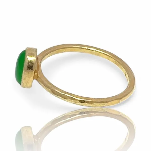 Stackable Sterling Silver Gold-Tone Oval Green Stone Ring Size 11