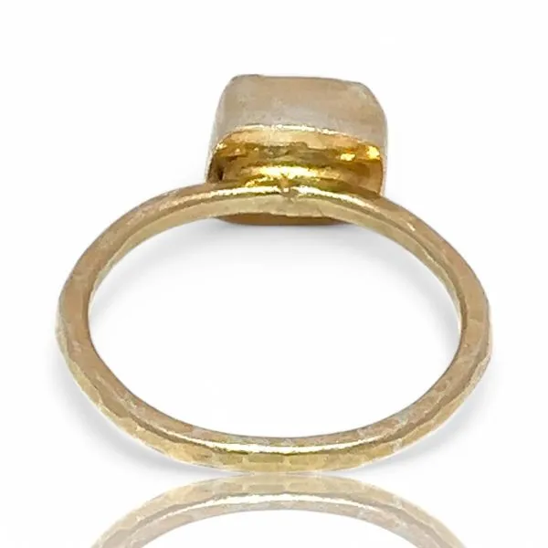 Stackable Sterling Silver Gold-Tone Uncut Pink Stone Ring Size 11