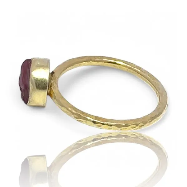 Stackable Sterling Silver Gold-Tone Uncut Purple Stone Ring Size 11
