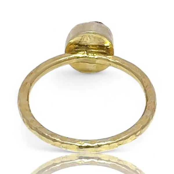 Stackable Sterling Silver Gold-Tone Uncut Purple Stone Ring Size 11