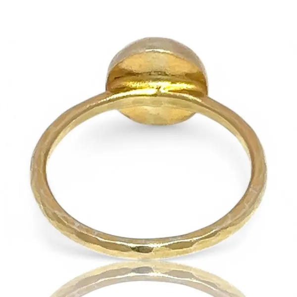 Stackable Sterling Silver Gold-Tone Oval Brown Stone Ring Size 11