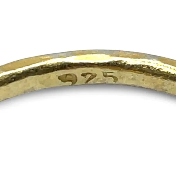 Stackable Sterling Silver Gold-Tone Oval Brown Stone Ring Size 11