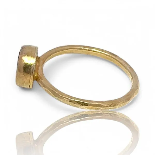 Stackable Sterling Silver Gold-Tone Redish-Orange Stone Ring Size 11