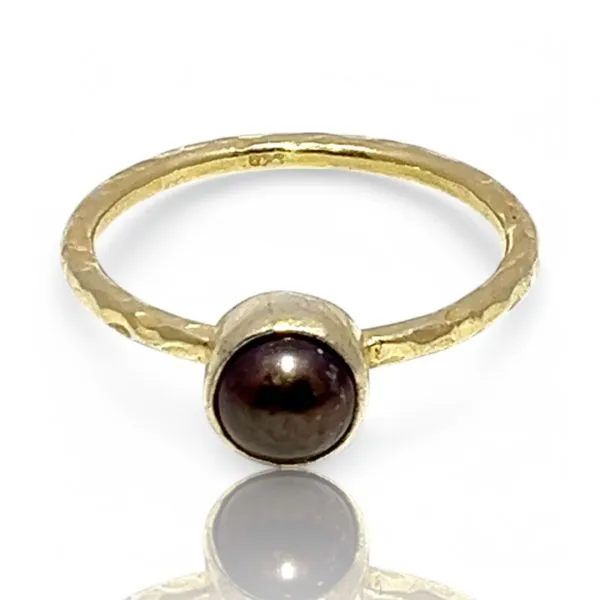 Stackable Sterling Silver Gold-Tone Brown Stone Ring Size 11