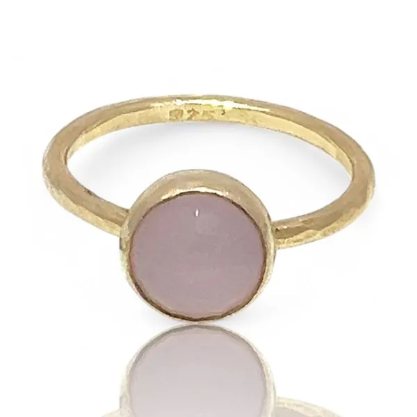 Stackable Sterling Silver Gold-Tone Pink Stone Ring Size 11