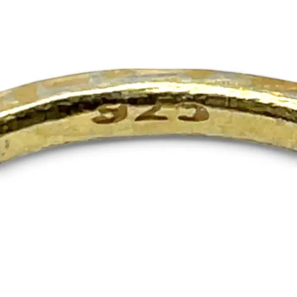 Stackable Sterling Silver Gold-Tone Uncut Green Stone Ring Size 11