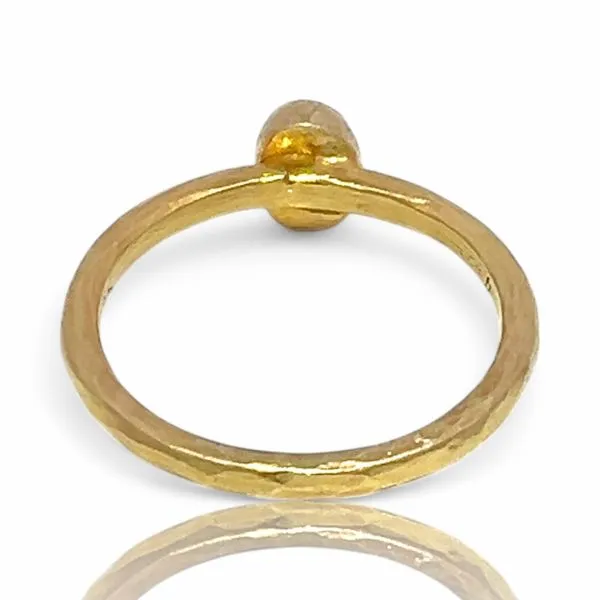 Stackable Sterling Silver Gold-Tone Green-Striped Stone Ring Size 11