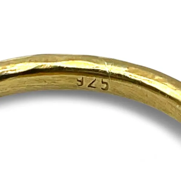 Stackable Sterling Silver Gold-Tone Green-Striped Stone Ring Size 11