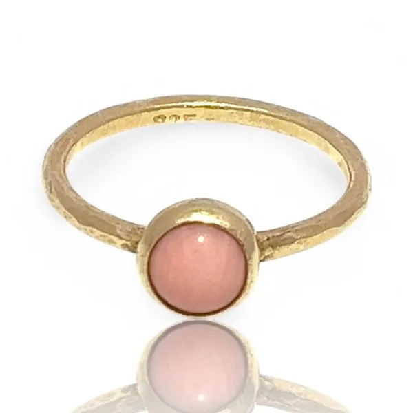 Stackable Sterling Silver Gold-Tone Pink Stone Ring Size 11