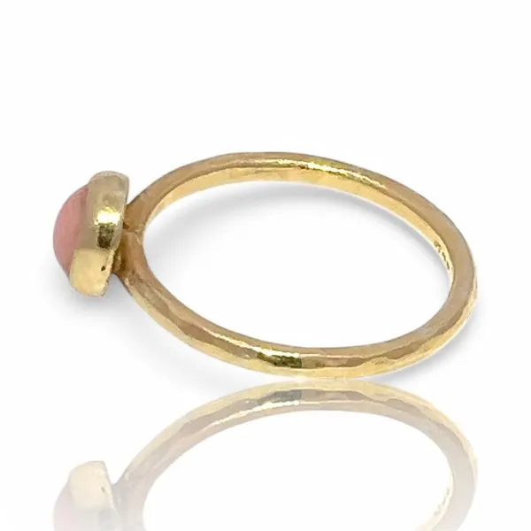 Stackable Sterling Silver Gold-Tone Pink Stone Ring Size 11