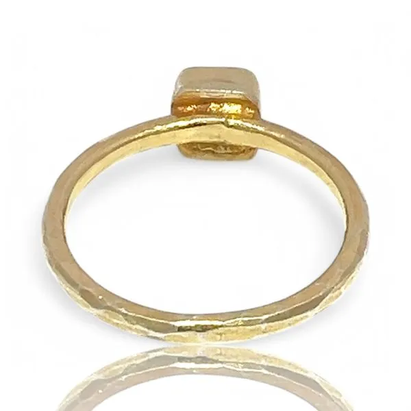 Stackable Sterling Silver Gold-Tone Uncut Green Stone Ring Size 11.5