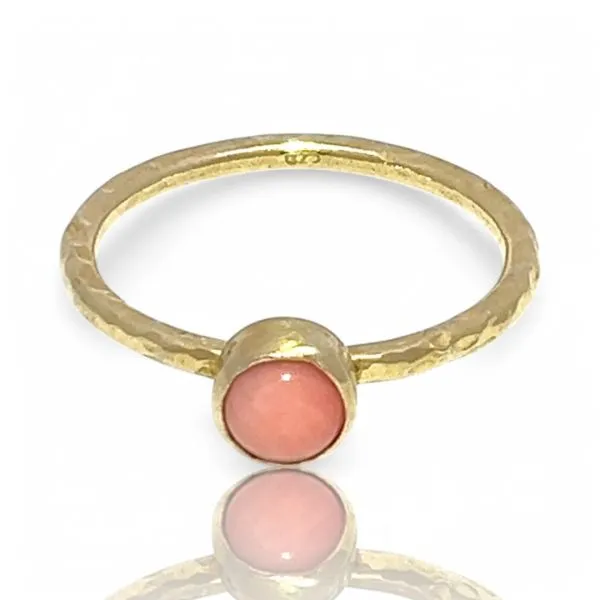 Stackable Sterling Silver Gold-Tone Pink Stone Ring Size 11