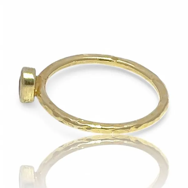 Stackable Sterling Silver Gold-Tone Oval Red Stone Ring Size 11