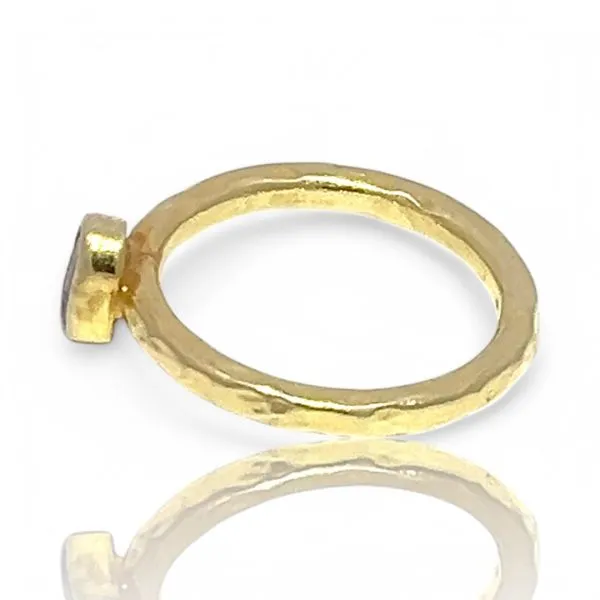 Stackable Sterling Silver Gold-Tone Oval Purple Stone Ring Size 6.5