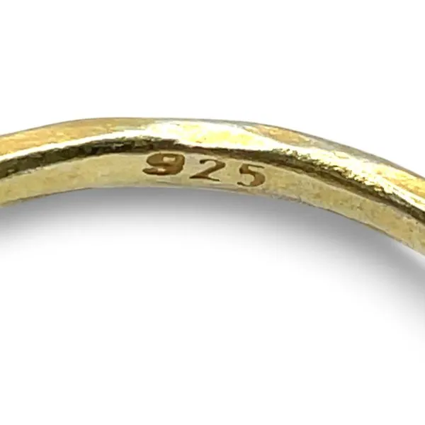 Stackable Sterling Silver Gold-Tone Oval Green Stone Ring Size 11