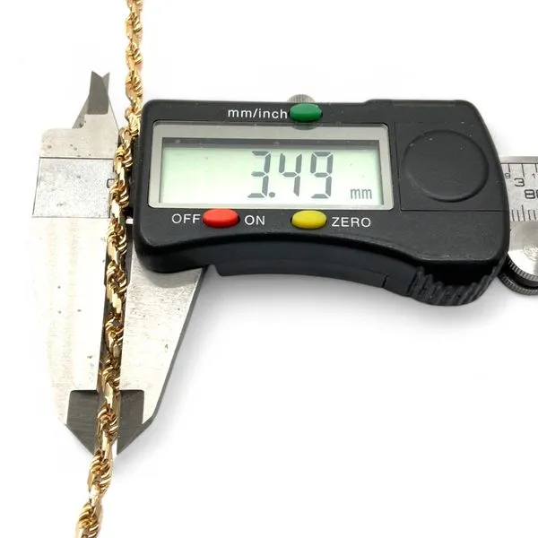 14k Yellow Gold 3.5mm Wide Rope-Style Chain 20 Inches Long