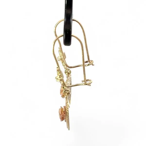 14k Yellow, Rose, and White Gold Dangling Heart-Shaped Earrings