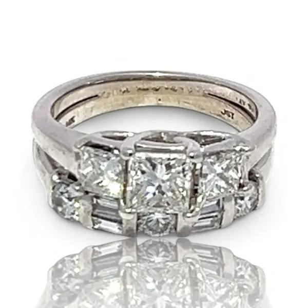 14k White Gold 1.33ctw Princess Cut Diamond Wedding Set Size 4.25