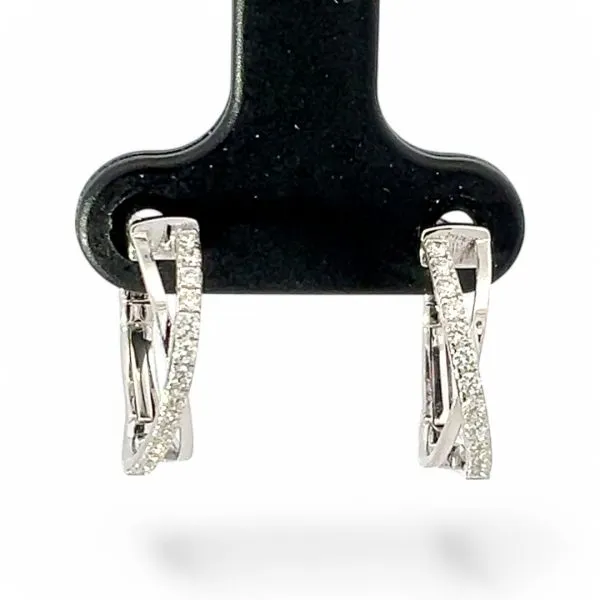 14k White Gold 1/5ctw Lab Grown Brilliant Cut Diamond Hoop Earrings