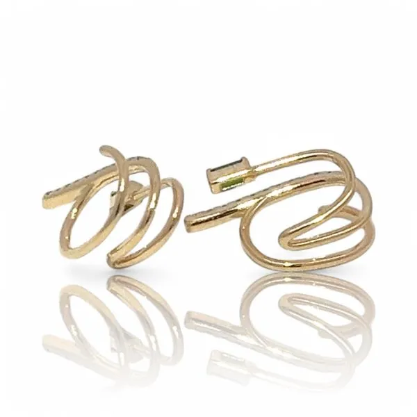 14k Yellow Gold Lab Grown Diamond and Emerald Cuff Earrings